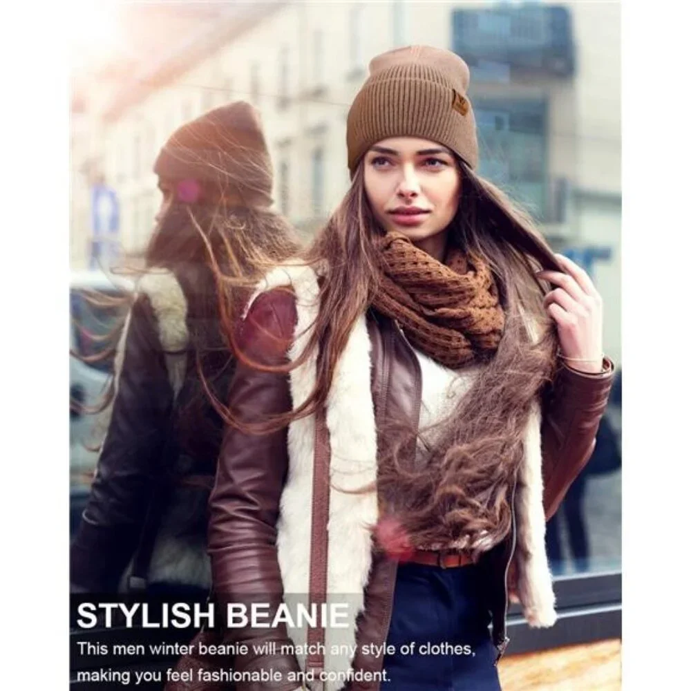 Beanie Men Slouchy Knit Skull Cap Warm Stocking Hats Guys Women Striped